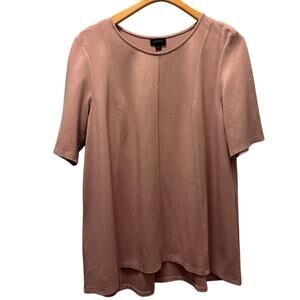 J Jill Wearever Womens Blouse Mauve Pink Short Sleeve Curved Hem Tunic Top Large